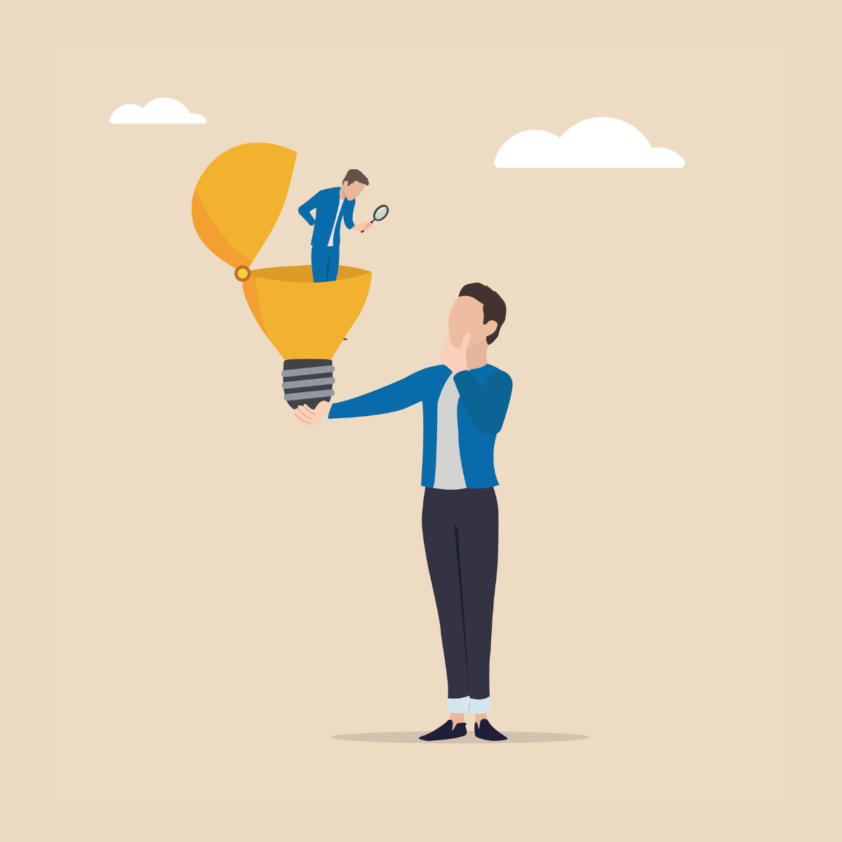 Man holding a lightbulb